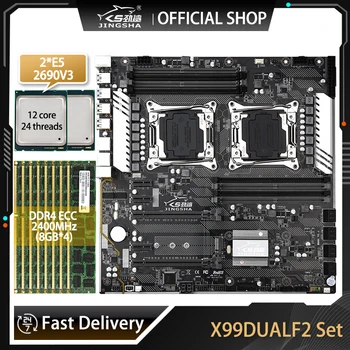 Комплект материнской платы JINGSHA X99Dual F2 с XEON E5 2690V3 И 4 * 8 ГБ оперативной памяти DDR4 2400 МГЦ ECC REG С поддержкой NVME SSD M.2 ОБЪЕМОМ ДО 256 ГБ