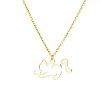 Корейское модное нержавеющее ожерелье из нержавеющей стали, ожерелье с милым котенком, ювелирные изделия в стиле панк-стрит, подарки оптом, прямая поставка