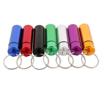 Красочный алюминиевый контейнер разных цветов, Креативный водонепроницаемый тайник, брелок для ключей, коробочка для таблеток