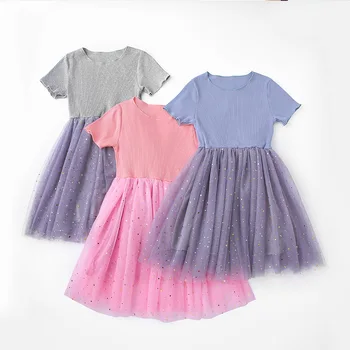 Летнее платье для маленьких девочек, однотонное хлопковое детское платье с коротким рукавом, детский сарафан, платье-комбинация, модная одежда для девочек, детское праздничное платье
