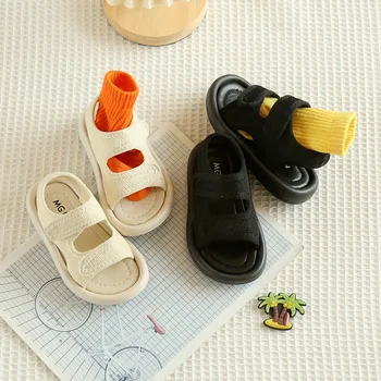 Летние детские сандалии Для мальчиков и девочек с сетчатой мягкой подошвой, крутая противоскользящая детская модная пляжная обувь сандалии для девочек