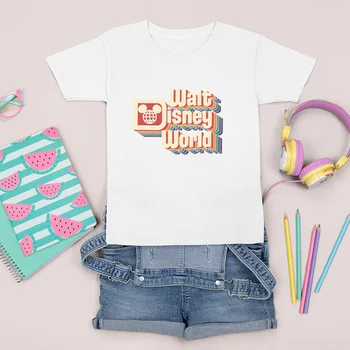 Летняя детская одежда для девочек в честь 50-летия Диснейленда, модная уличная одежда, футболка для мальчиков с мультяшным рисунком, Оптовая продажа
