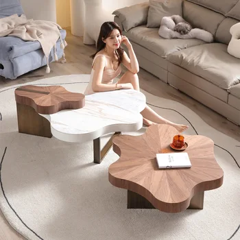 Мебель для гостиной журнальный столик из массива дерева неправильной итальянской креативной комбинации журнальных столиков особой формы