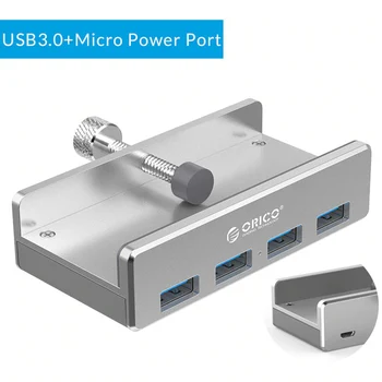 Металлический зажим для задней части корпуса ORICO MH4PU-P USB3.0 с 4 портами концентратора для ноутбука