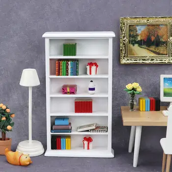Миниатюрный книжный шкаф для кукольного домика ручной работы 1: 12, детские игрушки понарошку, украшения для декора кукольного домика