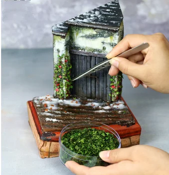 Многоцветная модель, миниатюрная модель опавшего листа, дерево, лиственная платформа, военный солдат, макет здания