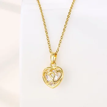 Модное Выдолбленное Сердце Геометрический Кулон Love Light Роскошное Женское Ожерелье для Друзей, Прекрасные Подарки