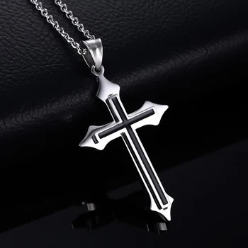 Модное ожерелье с крестом из нержавеющей стали для мужчин, женщин, мужчин, женщин, серебряных цепочек, минималистичных ювелирных изделий