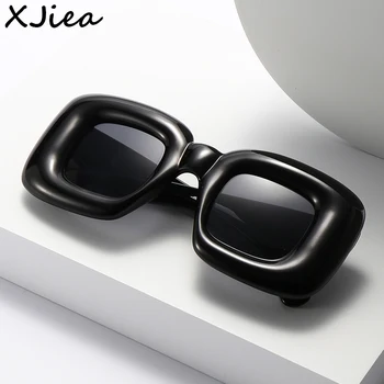 Модные солнцезащитные очки XJiea от дизайнера Y2K Для женщин и мужчин, модные квадратные очки ярких цветов, сине-желтый аксессуар в стиле хип-хоп