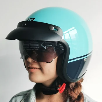 Мотоциклетный шлем MTN с открытым лицом, специальный дизайн для летних девушек, винтажный мотоциклетный шлем с бантиками, шлем черного и зеленого цветов