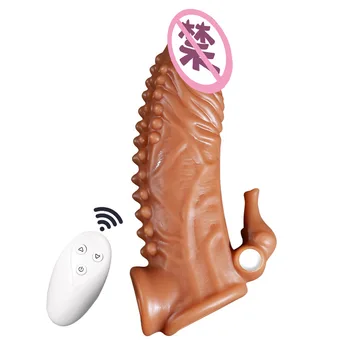 Мужская секс-игрушка вибрирующее расширение для мужчин Многоразовые презервативы Фаллоимитатор Вибратор Кольцо для пениса Рукав Секс-игрушка для взрослых для пар мужчин