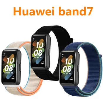 Нейлоновый Ремешок С Петлей Для Huawei Band 7 Smart Wristband Дышащий Спортивный Тканый Ремешок Для Huawei Band7 7 Заменит Аксессуар Часы Correa