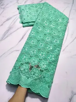 Нигерийские кружевные ткани Новейшая Швейцарская вуалевая кружевная ткань 2022 г. Высококачественная Африканская вышивка пайетками для свадьбы 5 ярдов