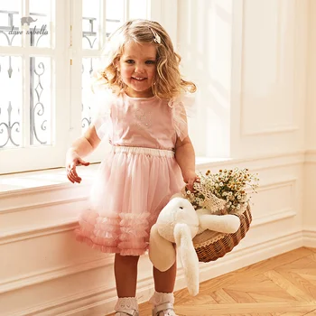 Новое детское сетчатое платье для девочек Dave Bella, милое модное летнее розовое платье принцессы без рукавов DB2235210