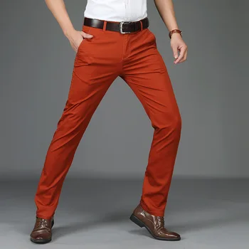 Новые осенние брюки, мужские повседневные свободные прямые брюки со средней талией, мужские брюки из хлопка и полиэстера Pantalon Homme Большого размера 29-42