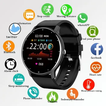 Новые умные часы для мужчин и женщин с полным сенсорным экраном для занятий спортом и фитнесом IP67 Водонепроницаемые Bluetooth для Android IOS 2023