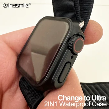 Новый Стеклянный Матовый чехол 2В1 для Apple Watch Case 49 мм 45 41 44 40 42 38 Бампер + Защитная пленка для экрана iwatch ultra SE 8 7 6 5 4 3 2