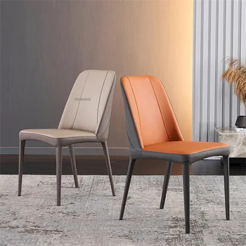 Обеденные стулья из скандинавской кожи для ресторана, простота, Легкая роскошь, высококачественная мебель для столовой, Спинки стульев для домашней кухни