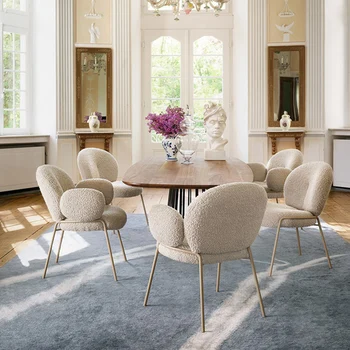 Обеденный стул в скандинавском стиле, Легкий Роскошный домашний стул со спинкой, Креативный дизайнерский стул, кухонный эргономичный стул для макияжа из бархата ягненка, Металлический LQYH