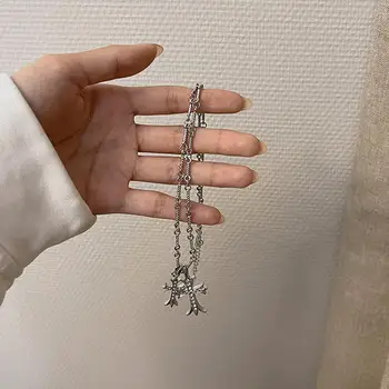 Ожерелье в стиле панк, женское ожерелье со стразами, встроенное ожерелье с двойным крестом