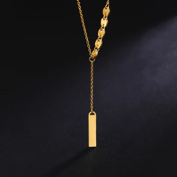 Ожерелья-цепочки из свиной ноздри золотого цвета Cazador для женщин, Ювелирные изделия из нержавеющей стали, Прямоугольное ожерелье с подвеской, Подарок на день рождения 2023 г.
