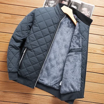 Осенне-зимние куртки для мужчин, модная приталенная куртка с хлопковой подкладкой, меховая льняная теплая утепленная куртка-бомбер, пальто с воротником-стойкой 2023 года выпуска
