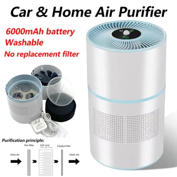 Очиститель воздуха без расходных материалов для дома, умный очиститель воздуха с сенсорным экраном, Эффективное удаление запаха домашних животных, дыма, пыли, пыльцы, PM2.5 Портативный