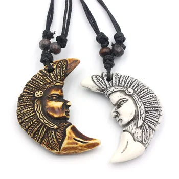 Племенное ожерелье с имитацией кости, Ювелирные изделия, Подвески индейского Вождя, Кулон, Ожерелье для мужчин, женский Подарок