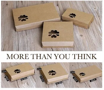 Плоская коричневая подарочная коробка из крафт-бумаги 3 размера с окошком, коробка для наращивания волос, картонная коробка из крафт-бумаги для упаковки