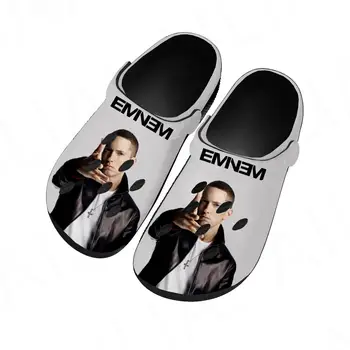 Популярные Домашние сабо Eminem в стиле хип-хоп, Рэппер, Водонепроницаемая обувь на заказ, Мужская Женская Обувь для подростков, Дышащие Пляжные тапочки с отверстиями