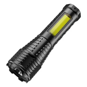 Портативный Мини светодиодный фонарик 3 режима USB Перезаряжаемый фонарик с зумом, сильный свет, походная лампа COB, водонепроницаемые фонарики