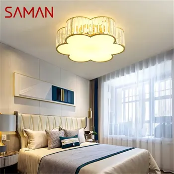 Потолочный светильник SAMAN Gold Современные светодиодные хрустальные светильники Creative Cloud Home для украшения столовой