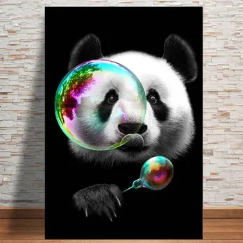 Прекрасная панда на холсте, плакаты и принты, Картины с животными на холсте, настенное искусство, мультяшные картинки для декора стен детской комнаты