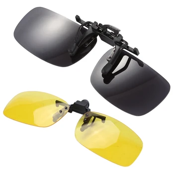 Прямоугольные Прозрачные желтые линзы Без оправы, очки ночного видения для вождения с поляризованными прямоугольными линзами серого цвета без оправы
