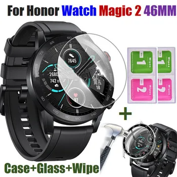 Рамка экрана из закаленного стекла для Huawei Honor Watch Magic 2, 46 мм браслет, ремешок, безель, чехол для Honor Magic2, чехол