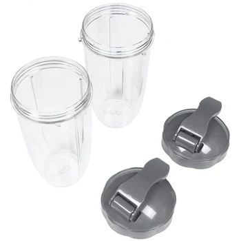 Сменные чашки на 32 унции с откидной крышкой для блендеров NutriBullet мощностью 600 Вт и Pro мощностью 900 Вт (2 упаковки)