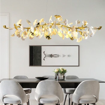 Современные Светодиодные Подвесные Светильники Ginkgo G9 Lustre Nordic Dining Room Gold Suspend Lamp Home Decor Внутреннее Освещение Светодиодные Светильники