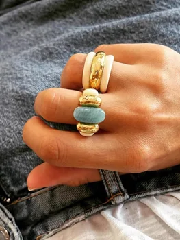 Французская нишевая ретро-мода holiday sense Aurelie Bidermann ETANIA кольцо с камнем Тяньхэ