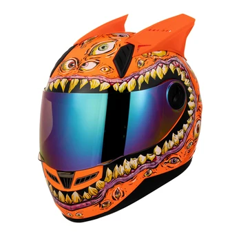 Шлем оранжевого цвета, мужской и женский Мотоциклетный шлем с полным лицом, Винтажные Вместительные мотоциклы, защитная шляпа для мотоцикла, Casco Casque