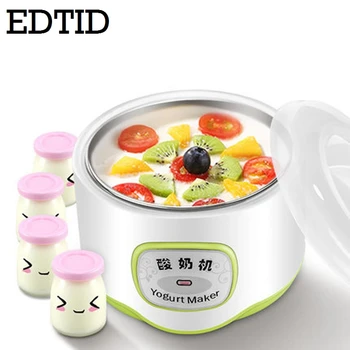 Электрическая йогуртница EDTID, Ферментер Leben, Автоматическая Многофункциональная машина для приготовления йогурта с рисовым вином Natto из нержавеющей стали, 4 чашки