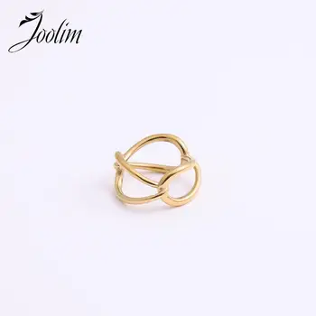 Ювелирные изделия Joolim высокого класса из PVD, не Тускнеющая Индивидуальность, Геометрическая цепочка с тремя кругами, кольцо на палец из нержавеющей стали для женщин